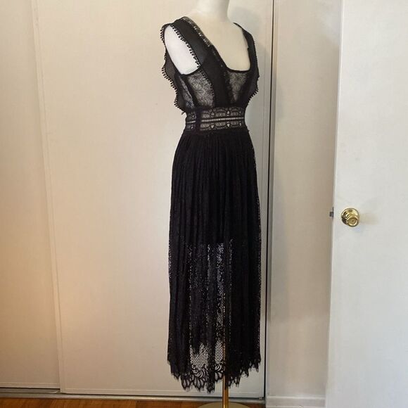 Zara Black Contrasting Lace Dress Midi Dress Size XS - Picture 10 of 14